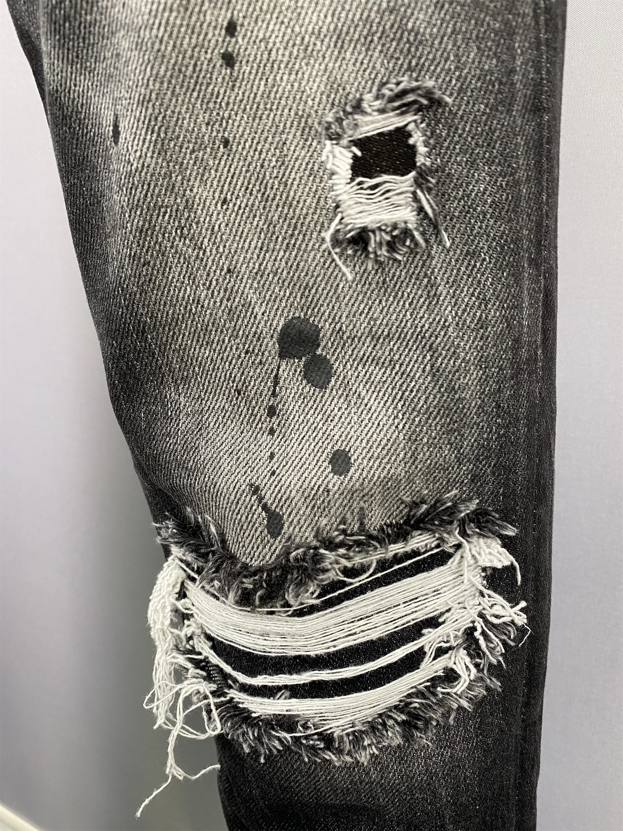 2024 New D2 Jeans Fashion Men's Washed, Worn, Micro Elastic Paint, Speckled Ink Fashion Brand Slim Fit Feet Pants Men