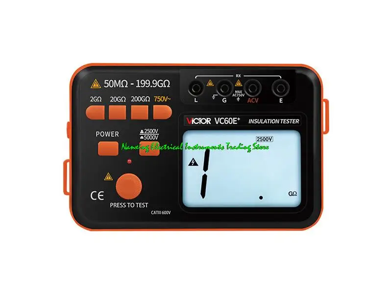 VC60B+ Digital Insulation Resistance Tester Digital Megohmmeter 250V/500V/1000V resistance tester
