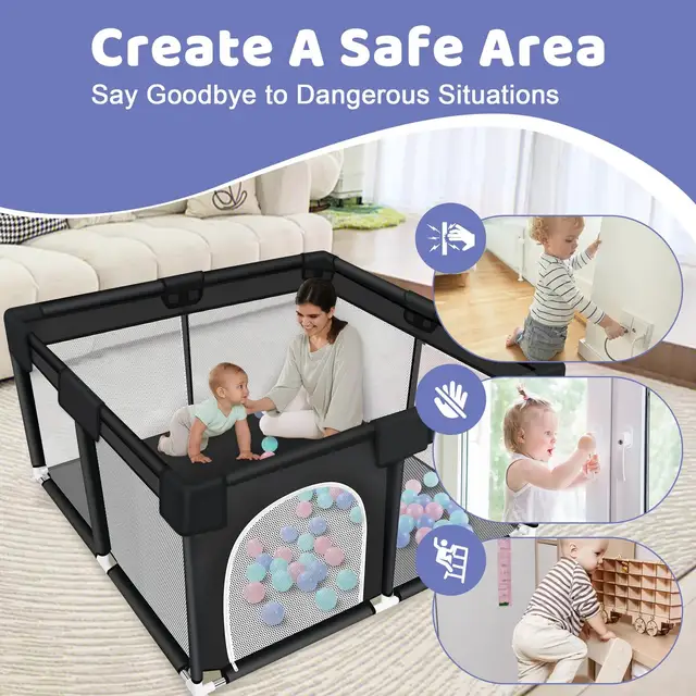 Large Square Baby Playpen 4