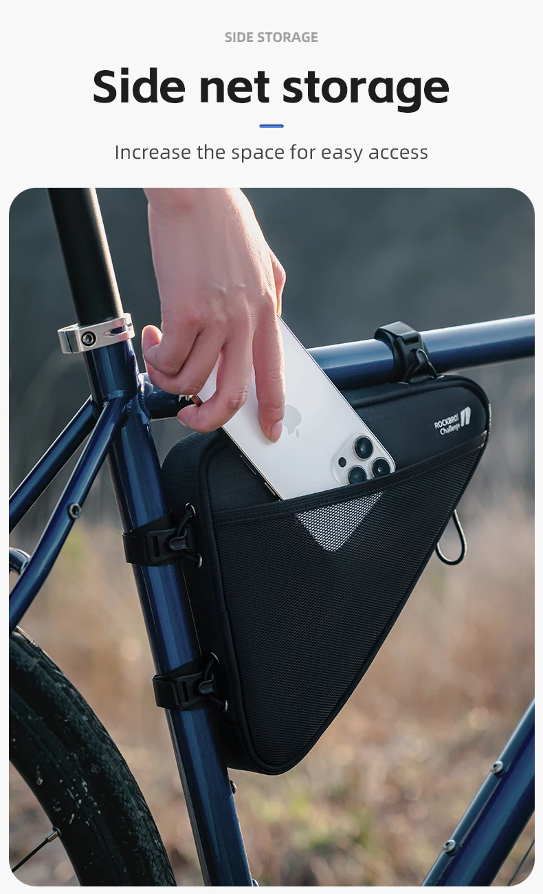 バッグ R ROCKBROS Bicycle Frame Bag Reflective Side Pocket MTB Road
