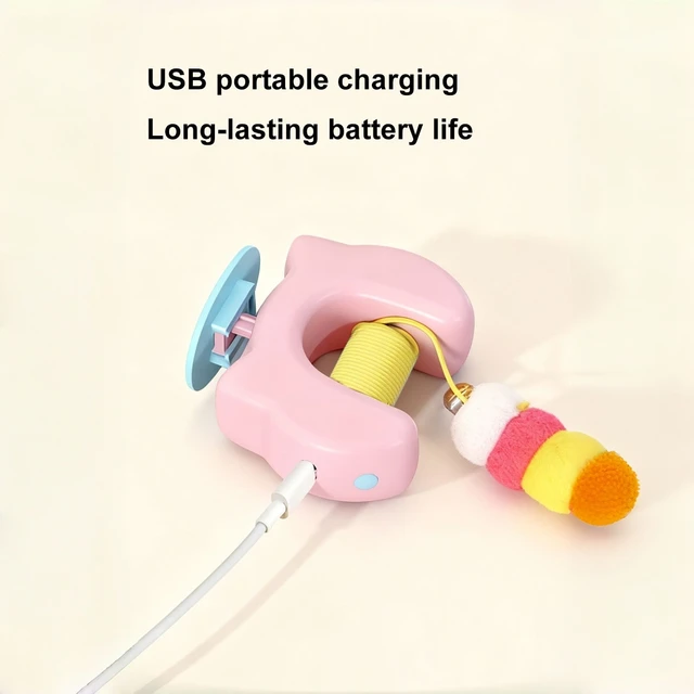 New Type Of Electric Cat Toy with 2 Ropes Smart Hanging Door Auto Swing Feather Toy A Self-entertainment And Cat-teasing Wonder 5