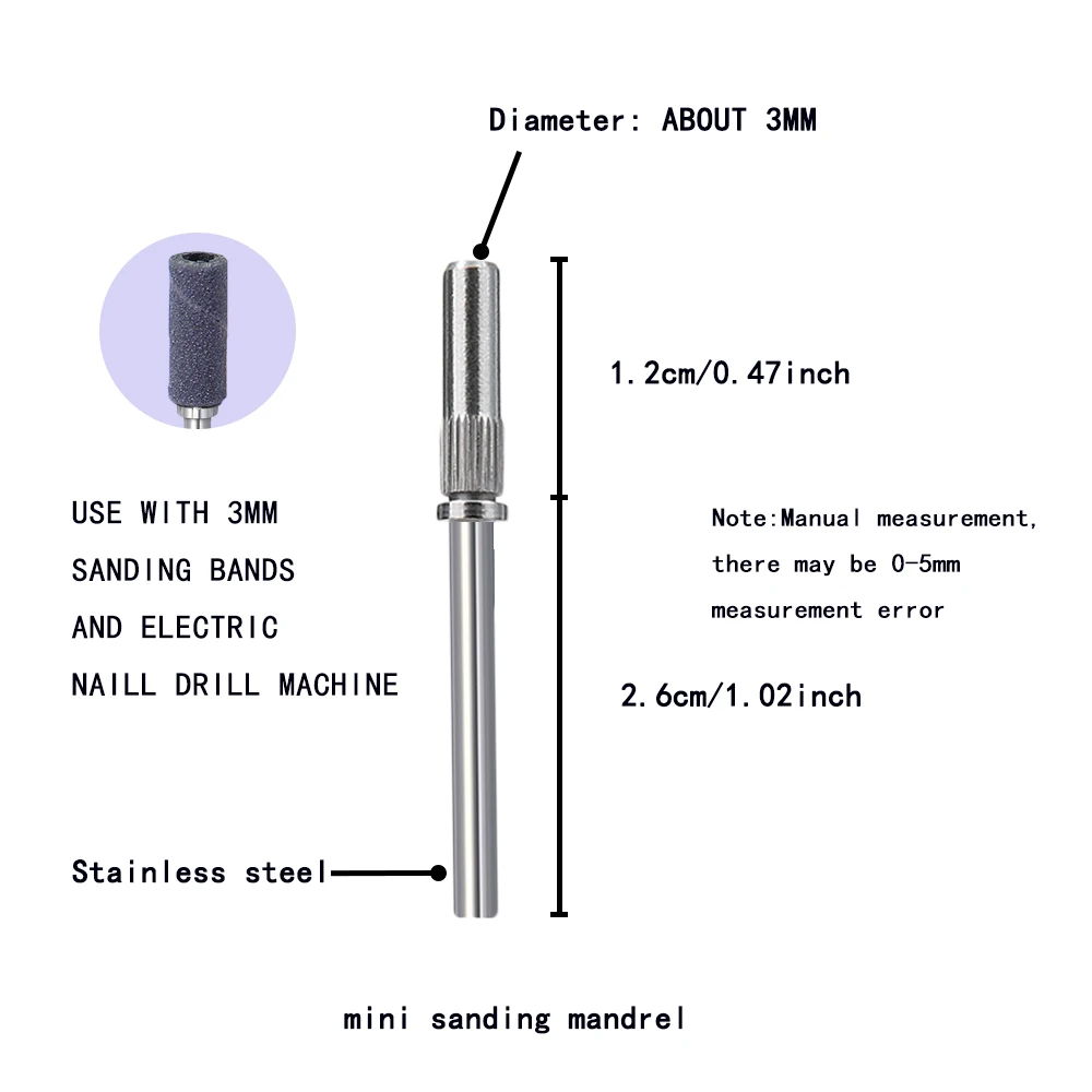 3mm Nail Sanding Bands 150/240/320/400 Grit Mini Black-Purple Drill Bit Electric Nail File Accessory Polishing Manicure Tool nail drill bit nail drill bits nail sanding bands