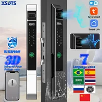 Tuya WiFi Electronic Smart Door Lock 3D Face Palm Vein Password Key Fingerprint Aluminum Glass Sliding Door waterproof outdoor