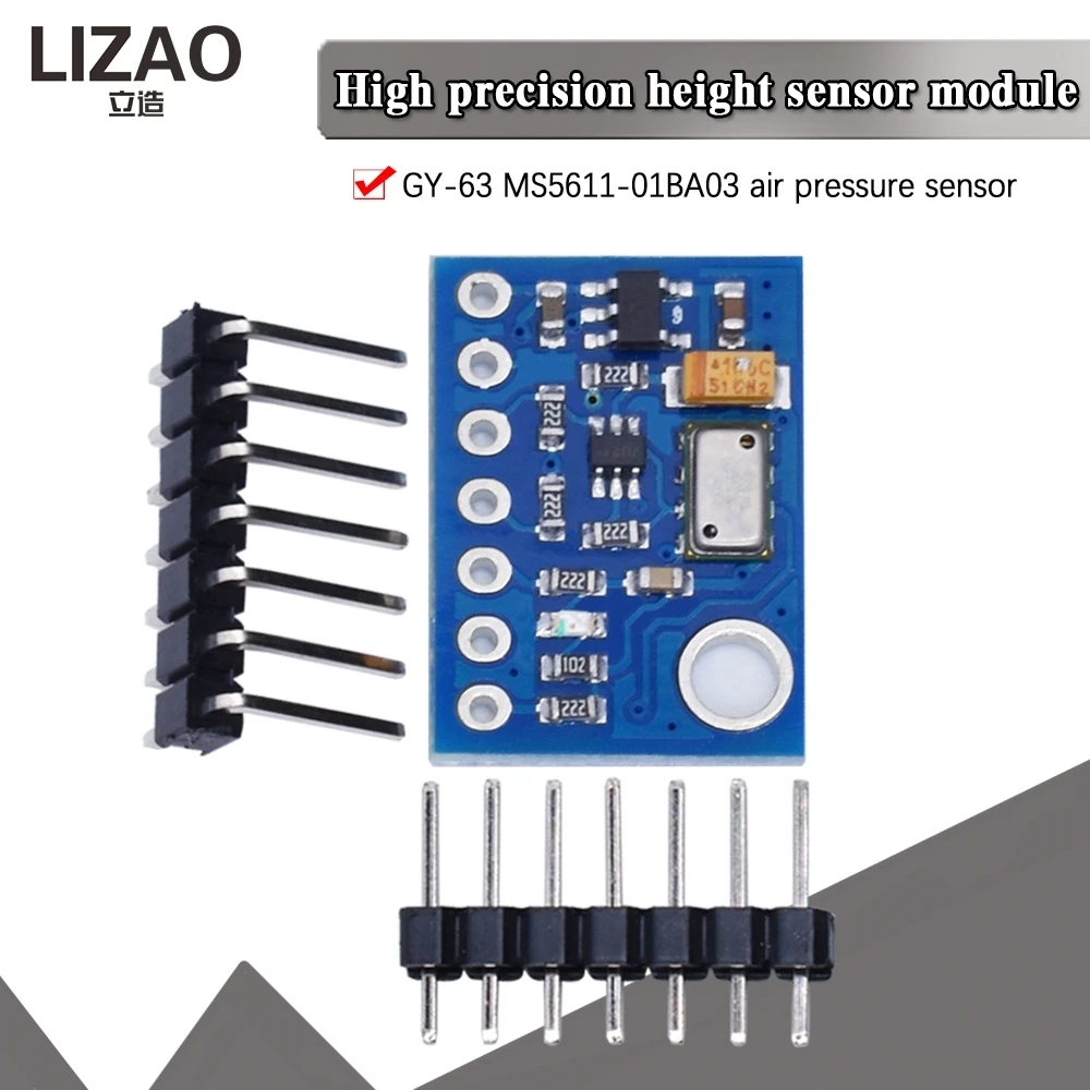 Module capteur pression atmosphérique GY-63 MS5611 pour Arduino posé sur une surface noire avec reflets métalliques