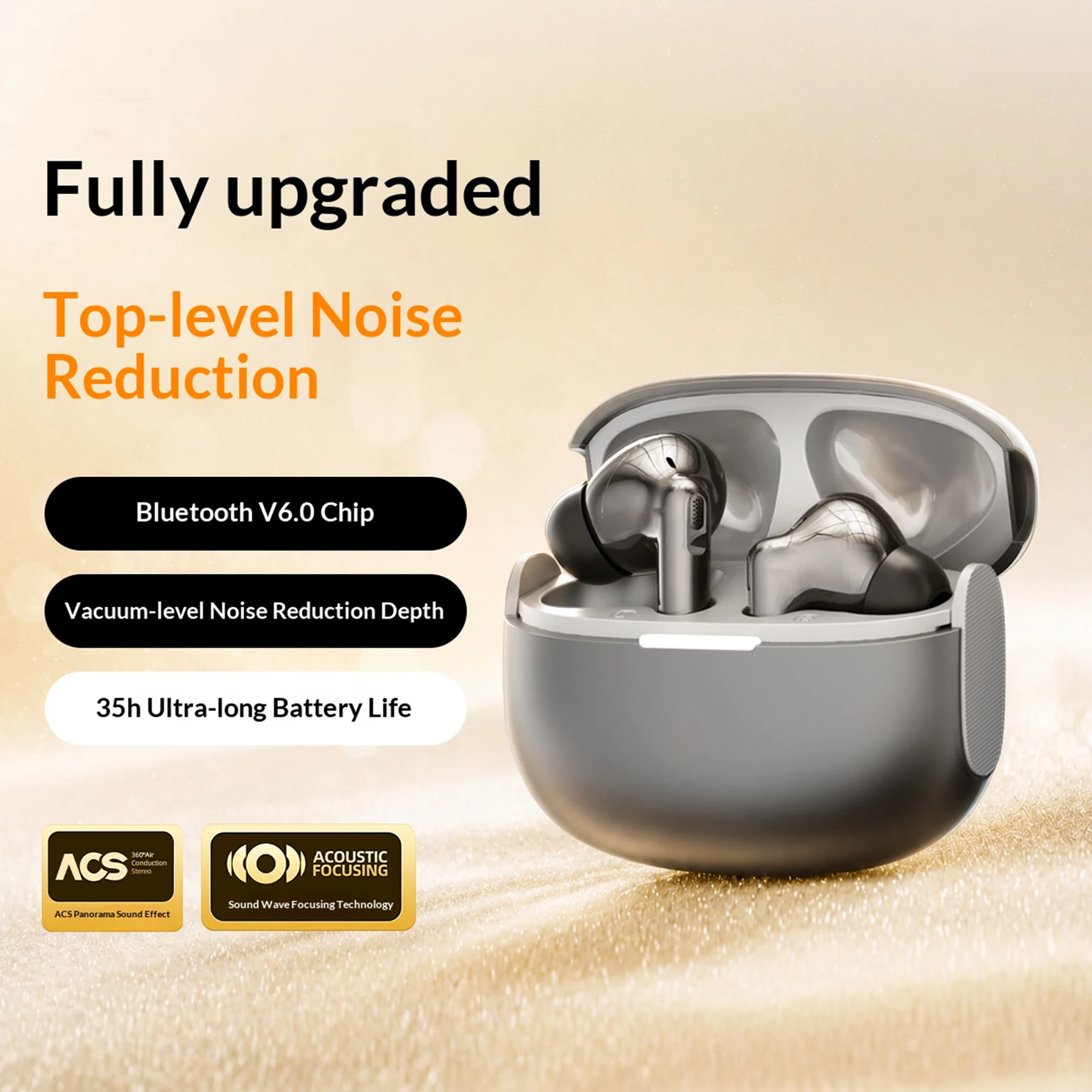 Cuffie Wireless In-ear, Cuffie Bluetooth con Cancellazione del Rumore, Lunga Durata della Batteria, Resistenti all'Acqua per Uso Quotidiano