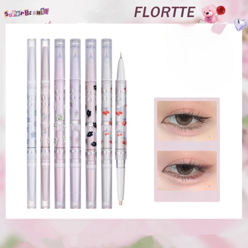 

FLORTTE Double Head Eyeshadow Eyeliner Highlighter Glitter for Eyes Waterproof Professional Eye Makeup
