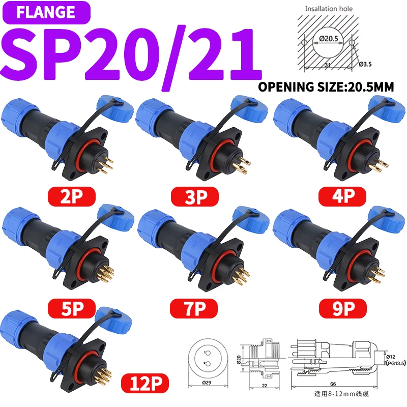 Connettore Aeronautico SP13 6 Pin IP68 - Maschio E Femmina Per Industria E Illuminazione - Foto 4