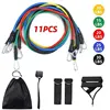 11pcs TPE Resistance Band Set Fitness Band Pull Rope Elastic Training Band With Door Anchor Handles Carry Bag Legs Ankle Straps
