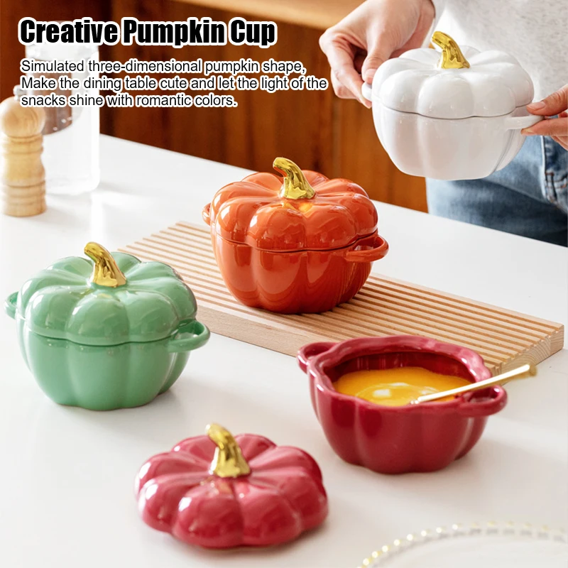 Description Picture 4 of itemPumpkin Reusable Cereal Bowl With Lid Microwave Bakeware Oven Baking Kitchen Halloween Party Festival Decoration ramen bowl set