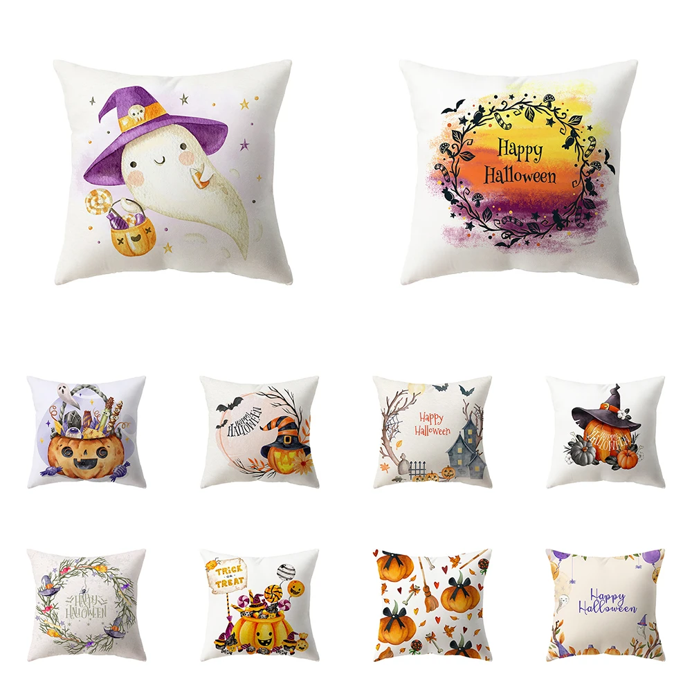 

Halloween Theme Horror Pumpkin Print Pattern Cushion Cover Home Living Room Sofa Decoration Square Pillow