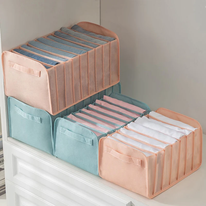 

Nordic Style Underwear Socks Compartment Storage Box Pure Color Non-woven Fabric Clothes Storage Box Wardrobe Organizer Artifact