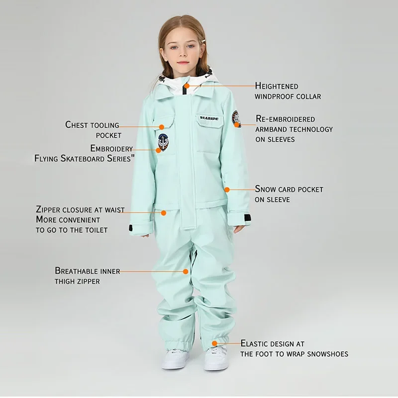 Children Ski Suit Skiing Jumpsuit Boys Girls Winter Outdoor Warm Windproof Waterproof Snowboard Suit Kids Ski Overalls Snow