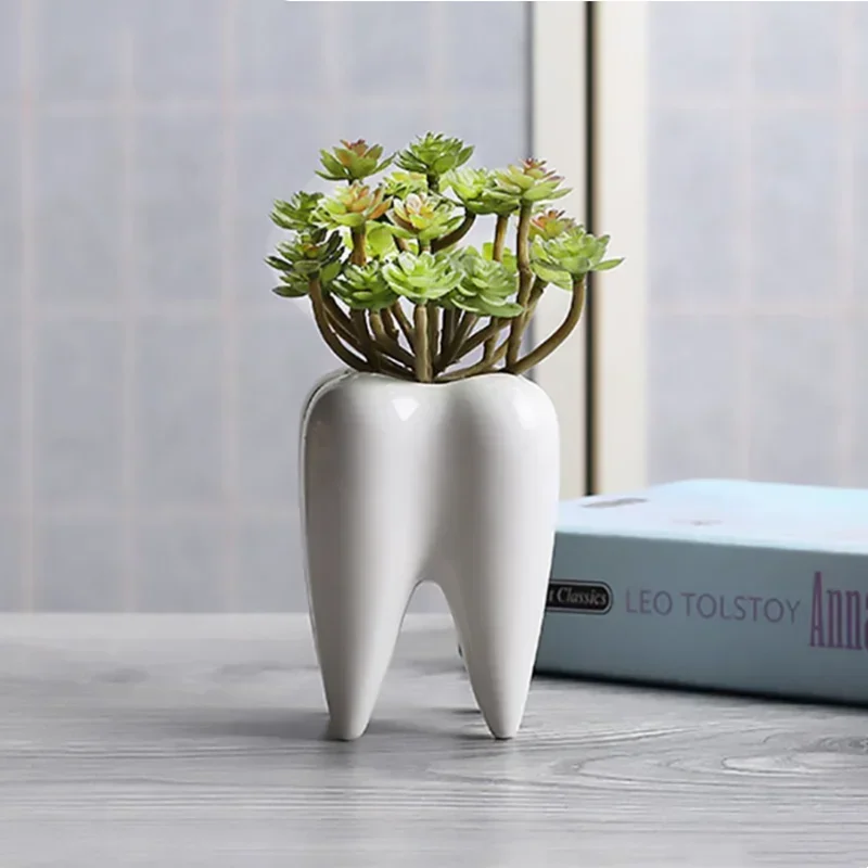 Creative Tooth Decorative Flower Pot Desktop Ceramic Flower Pot Living Room Green Plant Flower Pot Modern Home Decoration