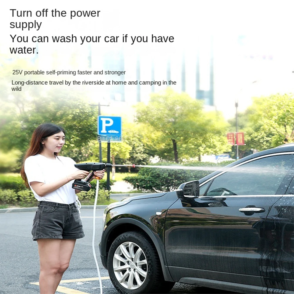 Electric Portable Car Washer Household Wireless Car Wash Gun Lithium Car Wash Gun Gigh Pressure Car Wash Water Gun 2