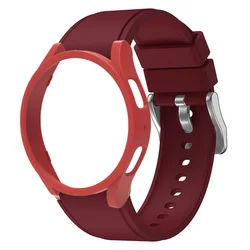 Premium Protective Case and Band Set for Smartwatch - PC Hard Hollow Frame Cover with Strap (Red Wine Red)