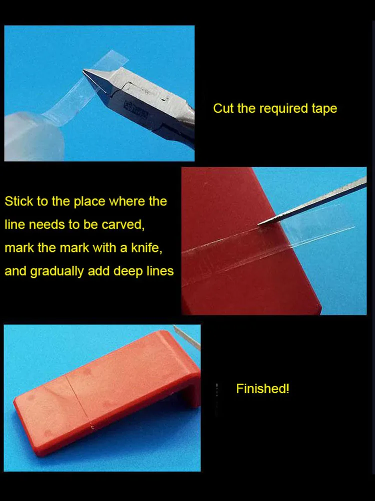3mm/6mm Hard-edged Tape Military /Anime Mecha Model Transformed Marking Tool Transparent Curved Surface