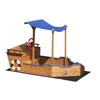 Outsunny Pirate Ship Sandbox with Cover and Rudder Wooden Sandbox with Storage Bench and Seat Outdoor Toy for Kids 3-8 Years Old 4