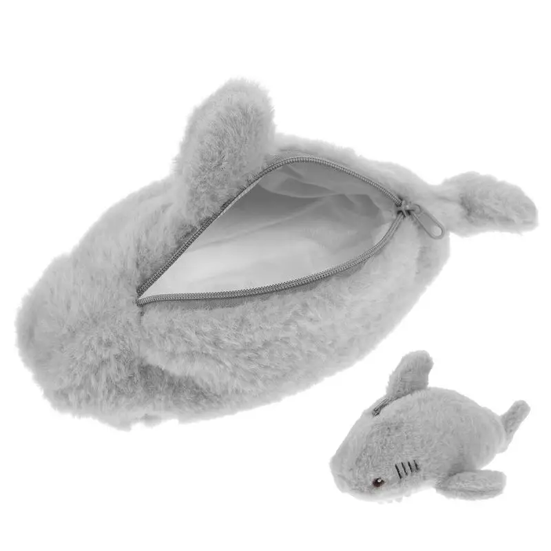 

Пеналы в виде акулы, Мультяшные плюшевые мешочки в форме акулы, пушистая косметичка, канцелярская сумка на молнии для мальчиков, девочек, детей, детские