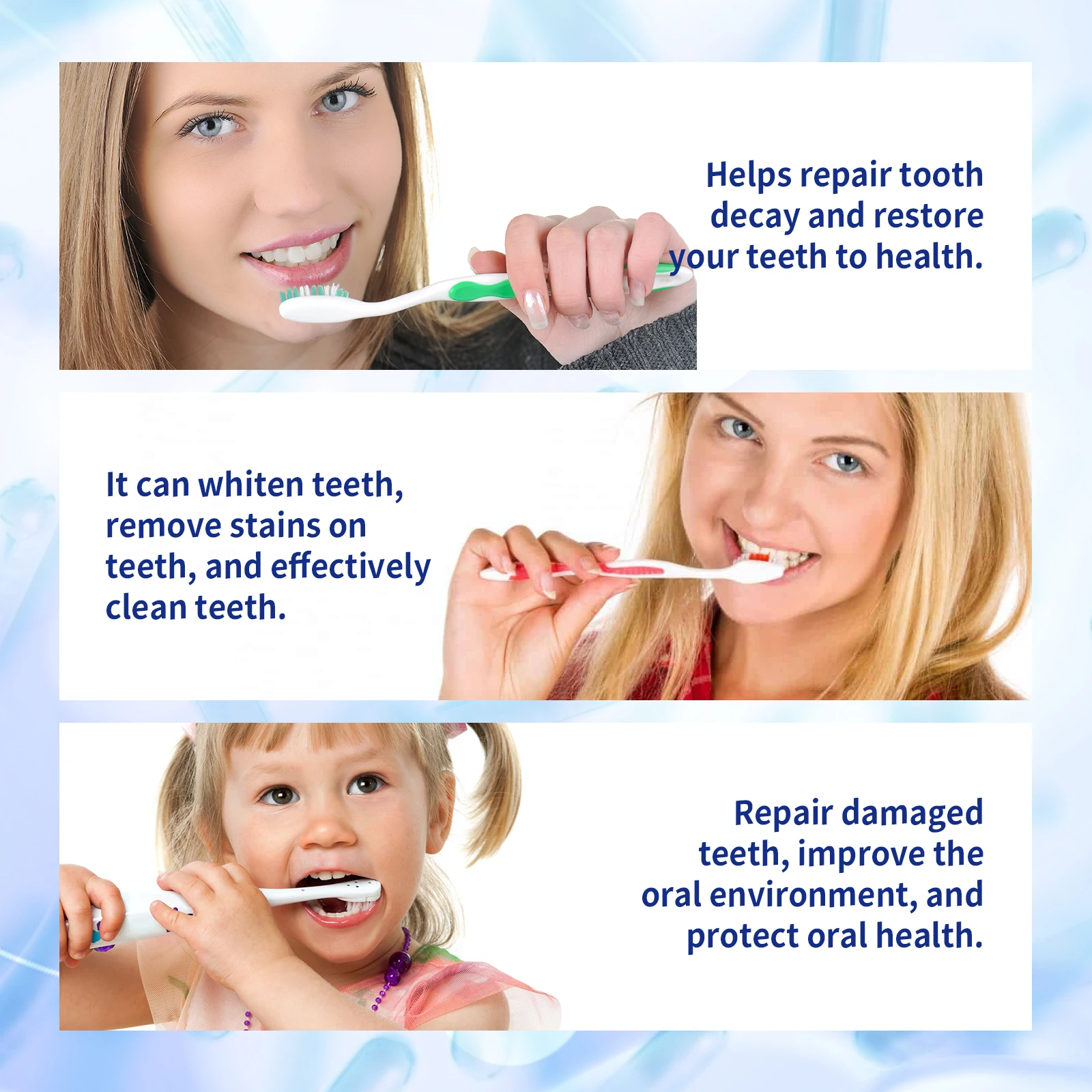 Anti-cavity & Dental Caries Repair Toothpaste —— Cleans the mouth, improves yellow teeth, protects gums and strengthens teeth.