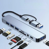 8in1 USB C Type C HUB Docking Station with 3.5mm Audio Jack Adapter for Micro SD Card Reader Laptop Tablet Phone Disk Converter - Image 5