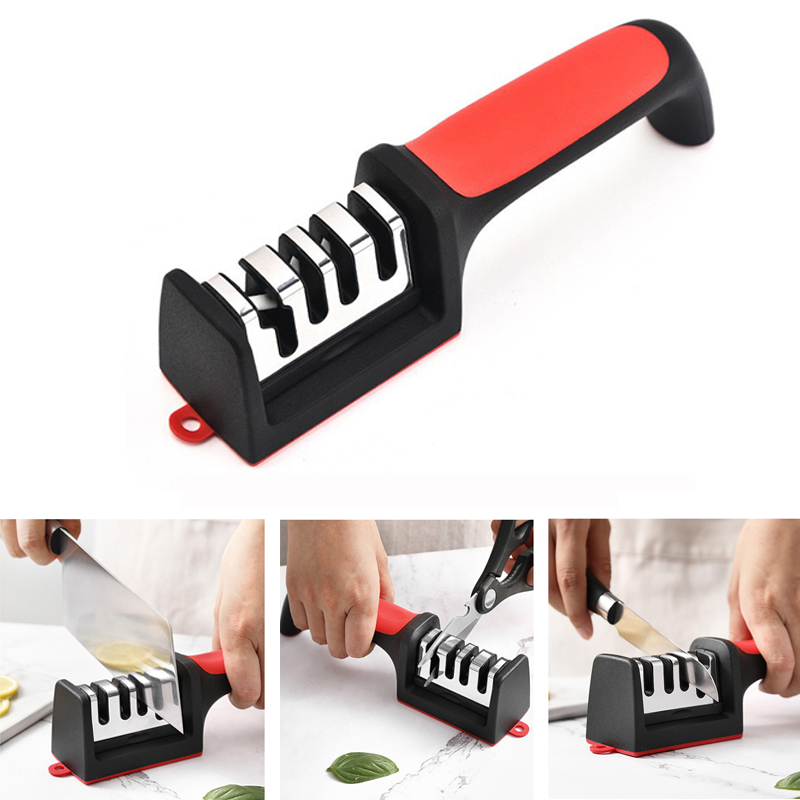3/4-Segment Household Kitchen Knife Sharpener Multi-Functional Hand-Held 4 in1 Kitchen Knife Sharpener Sharp Knife Tools