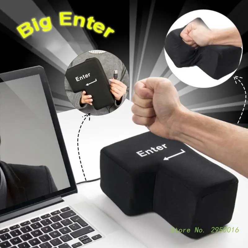 Anti-Stress Computer Huge Enter Pillow Button Usb Connection Huge Enter Stress Reliever Cushion Christmas Gift