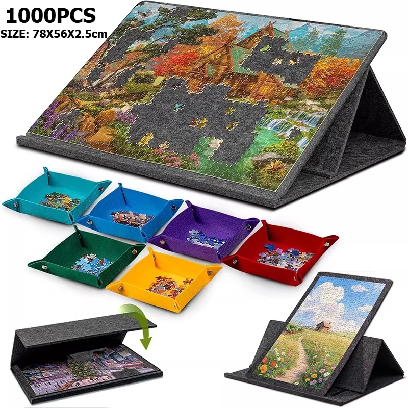 Portable Puzzle Table with Color Tray and Stand