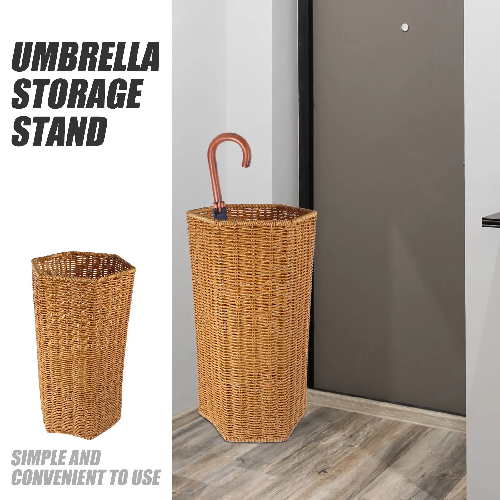 Plastic Rattan Weaving Umbrella Stand Creative Umbrella Storage Bucket Living Room Home Holder Organization Rack