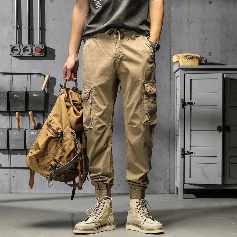 

Men's Harajuku Cargo Pants Streetwear Sport Sweatpants Joggers Loose Hip Hop Trousers Male Fashion Khaki Length Trousers Spring