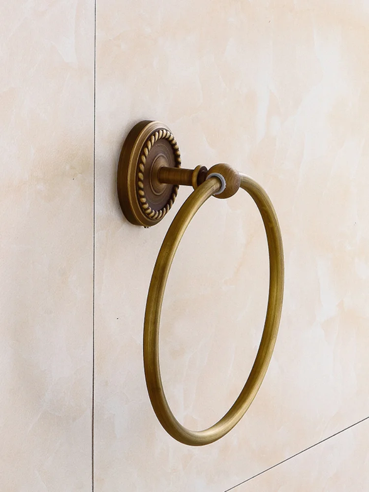 *All-copper hand towel rack round ring bathroom hanging ring free of punching