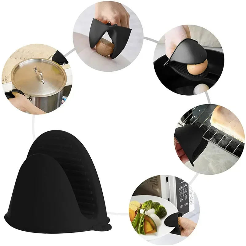 Silicone Oven Mitts 2pcs Heat Resistant Pinch Mitts Anti Scalding Non Slip Gloves Clips Pot Holder Cooking Baking