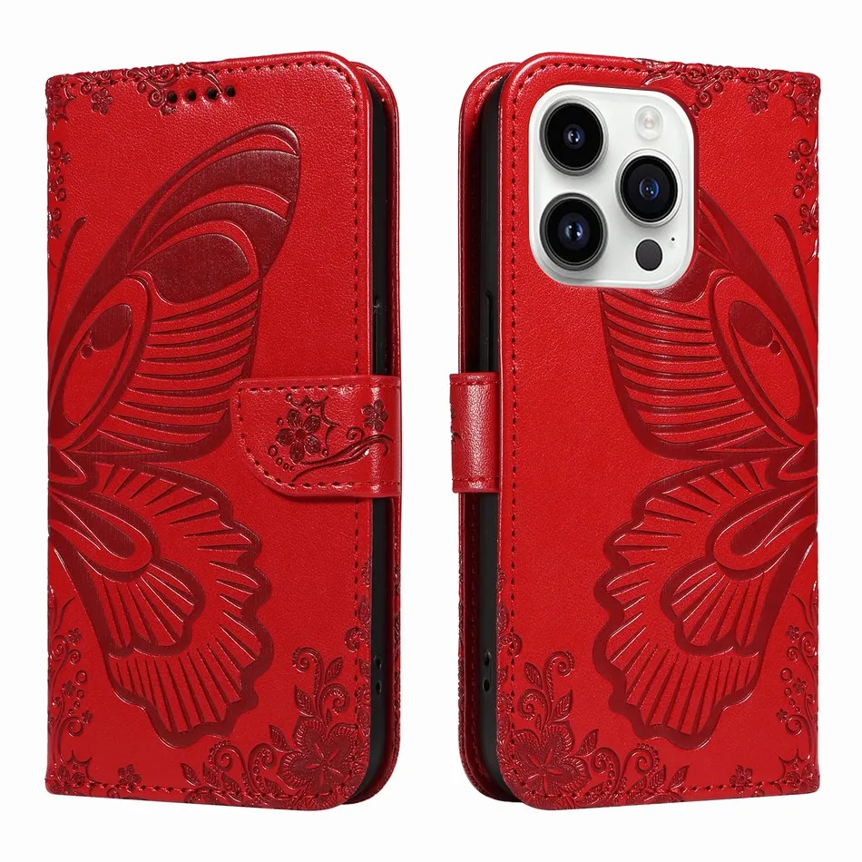 Elegant Butterfly Leather Wallet Phone Case - Premium Design