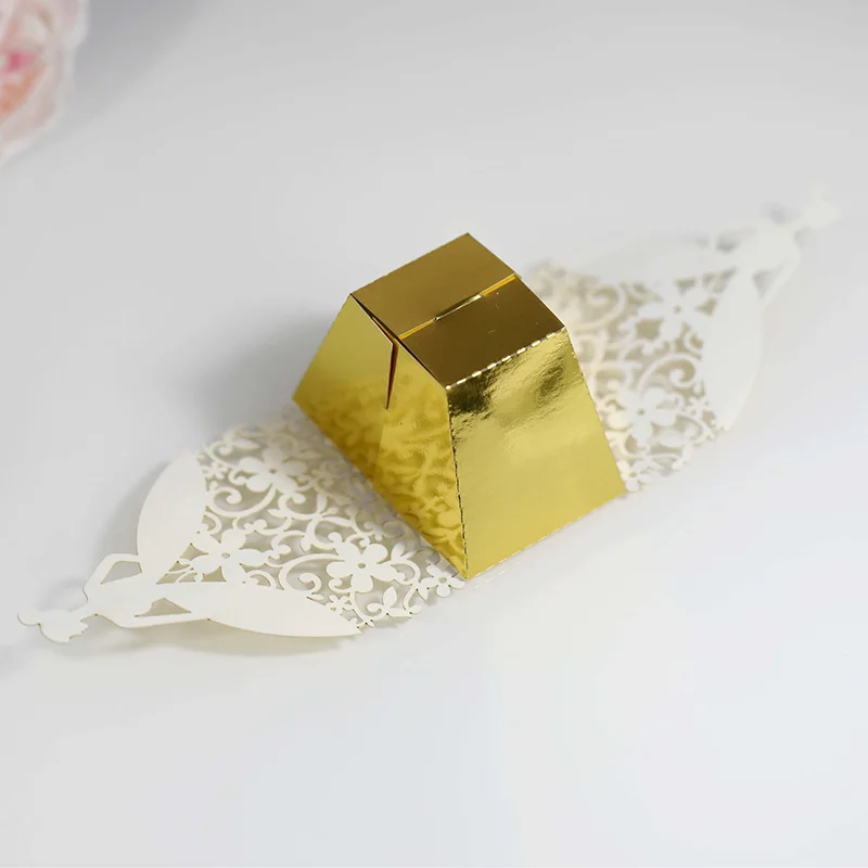 Laser Cut Pearl Paper Gift Boxes with Ribbon – Elegant Candy Chocolate Packaging for We... - SKU GBR17058 - UGI Packaging
