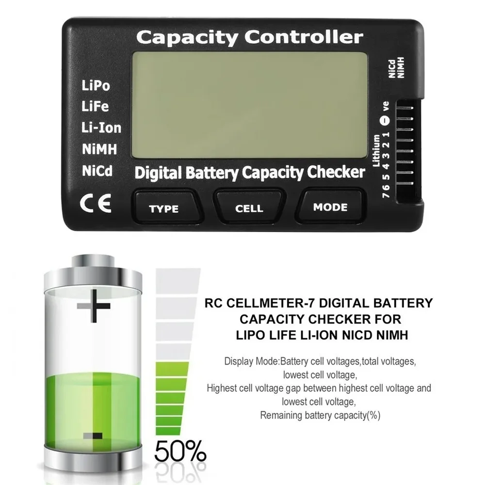 Фото ЖК цифровой измеритель емкости батареи CellMeter7 2-7S 4-7S /CellMeter8 2-8S 4-8S Серводвигатель LiPo Li-lon NiMH тестер батареи №2