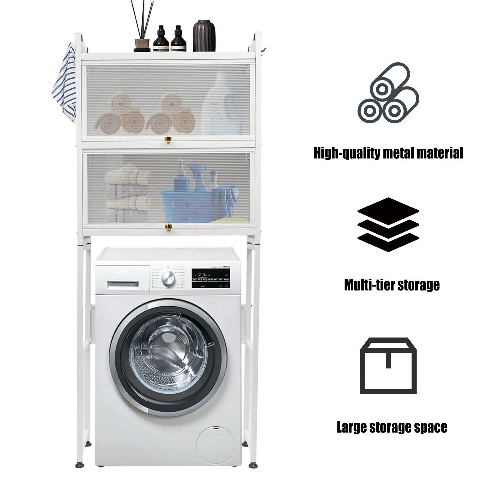 Bathroom Organizer Over Toilet Storage Cabinet Wood Metal Space Saver Stand NEW