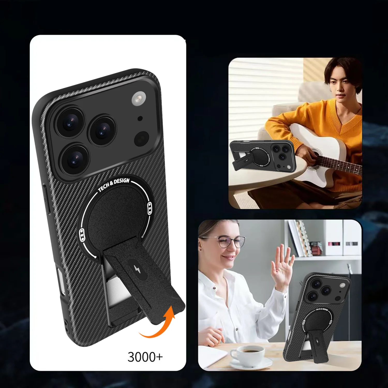 Magnetic Wireless Charging Foldable Stand Phone Case with Magsafe Cover