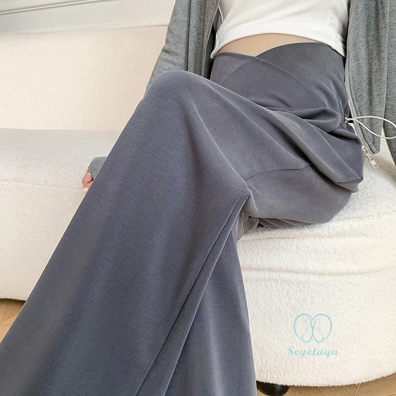 Maternity Pants Quality Maternity Long Pants Spring New Fashion Wide Leg Loose Straight Clothes for Pregnant Women Across V Belly Pregnancy