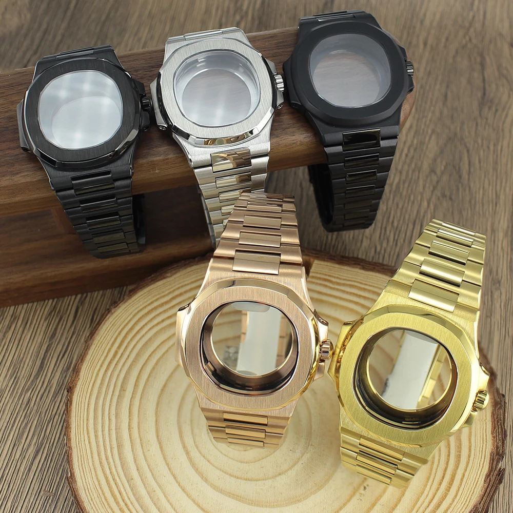40mm quadratisches Uhrengehäuse mit Armband, NH35 Gehäusezubehör für Nautilus NH34 NH35 NH36 NH38 4r35 Uhrwerk, Saphirglas, Ersatzteil für Uhren – Detail 2