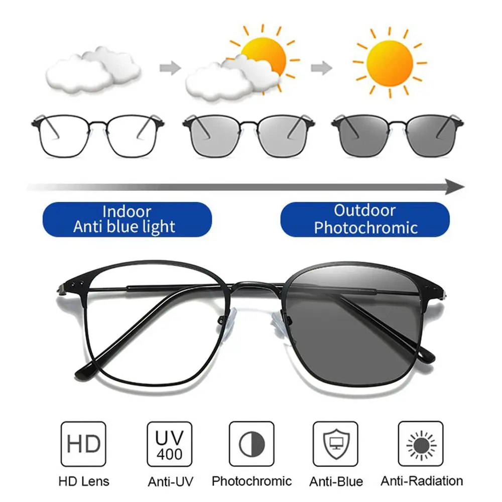 

Anti Blue Light Computer Men Women Sunglasses Discolored Glasses Photochromic Sunglasses Blue Light Blocking Glasses