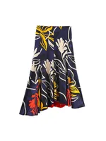 Women Summer MIDI Skirts 2025 Vintage Print Asymmetric Back Zipper Female Elegant Street Skirt Clothing - Image 2