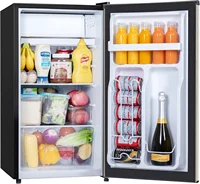 Refrigerator with Freezer, 3.2 Cu.Ft, Mini Fridge with Freezer, 7 Settings Temperature Adjustable, Single Door, Compact Refriger 1