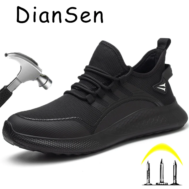 

DianSen Summer Light Breathable Sneaker For Men Safety Shoes Anti-smashing And Anti Smashing Construction Working Shoes
