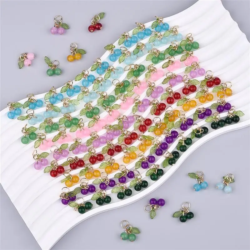 10pcs/Bag Cherry Pendants Glass Beads Jewelry Accessories DIY Necklaces Earrings Bracelets Beads Craft Supplies For Needlework