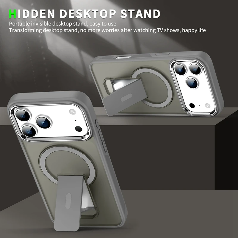 Magnetic Folding Stand Matte Bumper Phone Case with Magsafe Compatibility