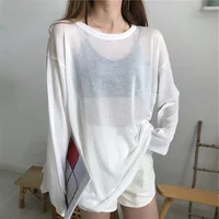 Sheer T-shirts Women Loose Korean Fashion Summer Sun-proof Leisure Clean Fit All-match Long Sleeve Breathable Lazy Ulzzang 2XL - Image 5