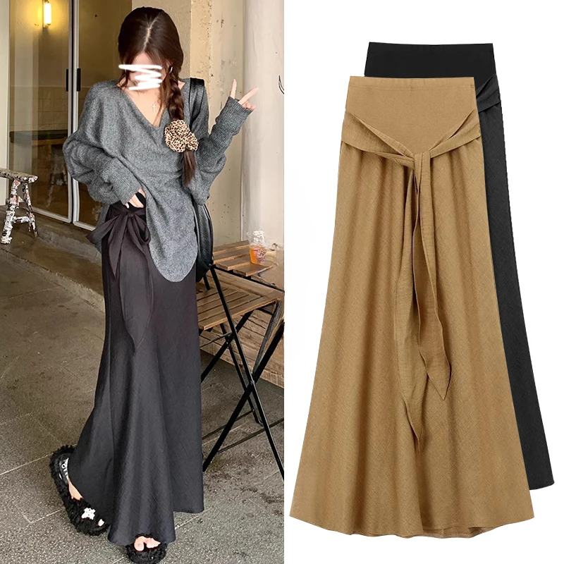 Spring Pregnant Woman Belly Skirts Adjustable Waist Fashion Maternity Irregular Skirt Long Loose Pregnancy Empired Skirts