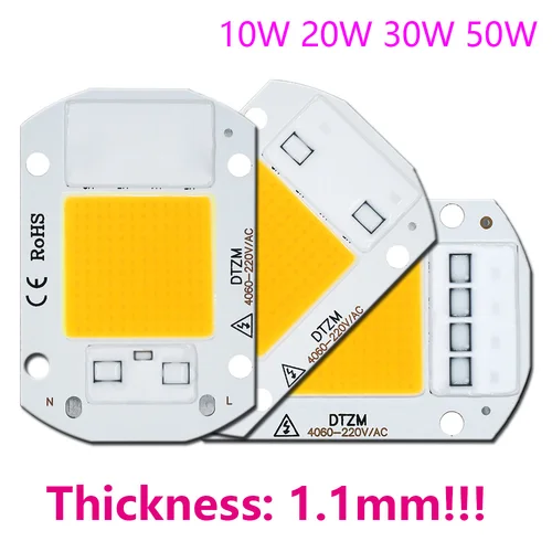 LEDCOB 고출력 LED 전구, 5W 칩 50W, 220V 10W 20W 30W 전구 램프, 220V LED 매트릭스, 야외 실내 투광 조명 화이트 5