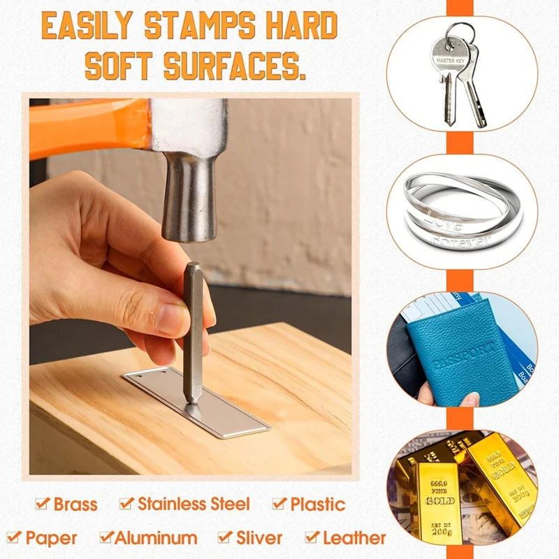 36 Pcs Steel Metal Stamping Set 1/8 Inch(3Mm) With 50 Pcs Aluminum Plant Label, Steel Number And Letter Stamp Tool Kit-A021
