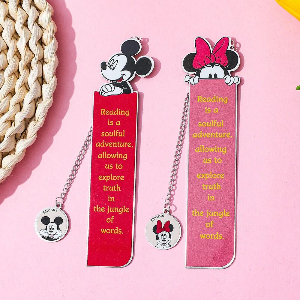 Metal bookmark stationery supplies for book lovers Mickey Minnie patterned text bookmark made of stainless steel