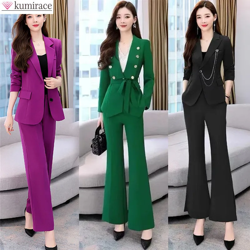 2022 Summer New Korean Fashion Elegant Women's Pants Suit Office Blazer